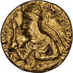 Rare Gold Dinar Coin of Kushan Dynasty of Huvishka of Mao Type.