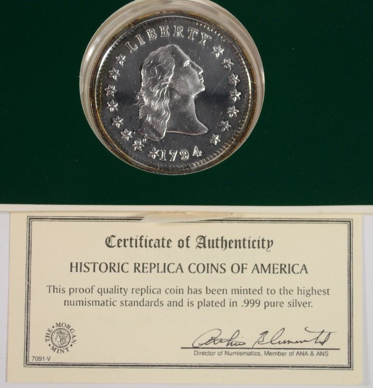 SILVER PLATED HISTORIC REPLICA COINS OF AMERICA