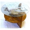 Image 1 : Table with lightning and etched glass, elm, H