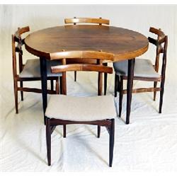 Table and four chairs, probably Bruksbo Norwa