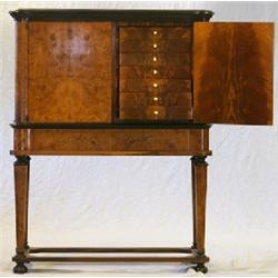 Writing desk, birch with marquetry on the fro