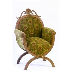 Armchair, oak with cloth, jugend, H 112, slig