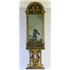 Image 1 : Gilt and black painted wall mirror with conso