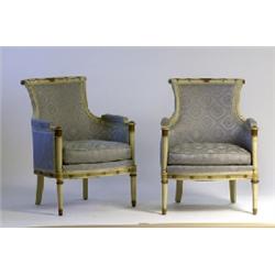 Armchairs, pair, French Louise XVI-style, sli