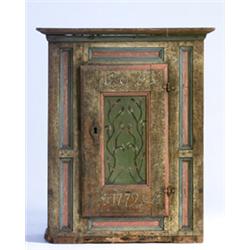 Wall cupboard, painted pine, signed SOS 1779,