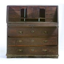 Bureau with fitted interior, oak, 1800-1850,