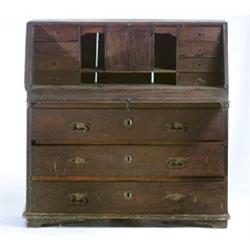 Bureau with fitted interior, oak, 1800-1850,