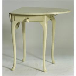 Drop-leaf table with one drawer, white painte