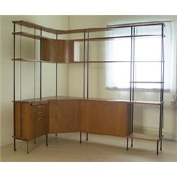 Bookshelf, 4 sections, teak, c 1960, H 190.