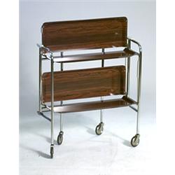 Serving cart, collapsible, chrome and plastic