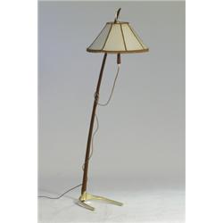 Floor lamp, mahogany/brass, marked AHX 134,c