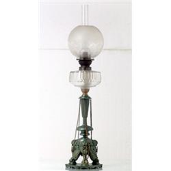 Table oil lamp, patinated-bronz, 18/1900, tot