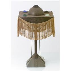 Table lamp, copper/iron, c 1910, H 57.