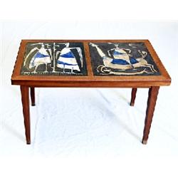 Table with two ceramic plates, Åke Holm, H 55