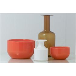 Vase and 2 bowls, Lutken, Holmegaard, H 8-13.