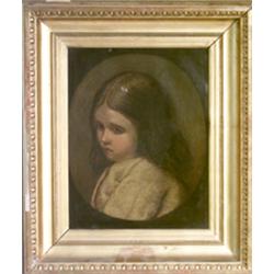 Oil on panel, "Girlshead", attributed a tergo