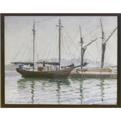 Watercolour, Eric Wasström, "Från Vedhamnen,