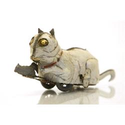 Cat hunting rat with flashing eyes, german, c