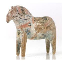 Wooden horse, 1850-1900, H 14,5, worn.