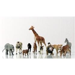 Composition animals, 11 pieces, H 4-17, damag