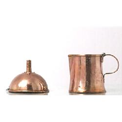 Jug and funnel, copper, 1850-1900, H 12-17.