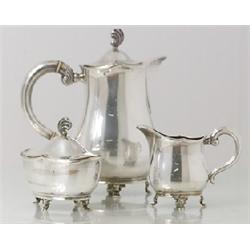 Coffee service, 3 pieces, silver-plated, sign