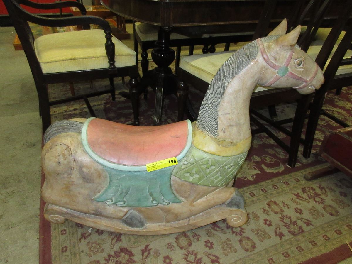 Carved wood rocking horse - used