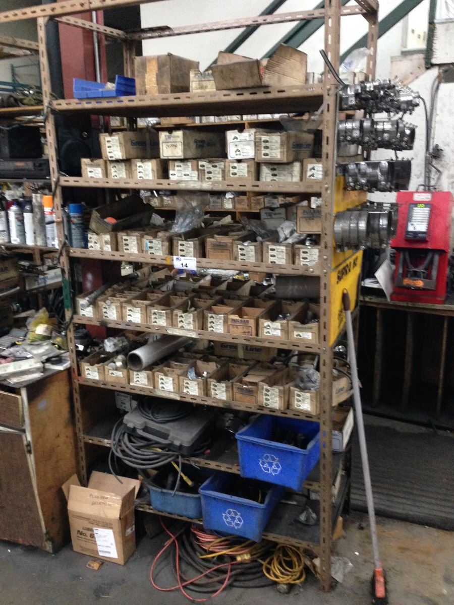 PARTS INVENTORY, RACK WITH CONTENTS