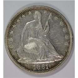 1861 SEATED LIBERTY HALF DOLLAR AU+