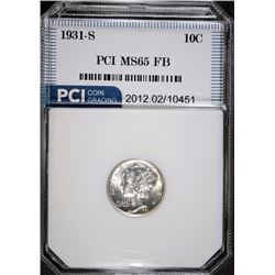 1931-S MERCURY DIME, PCI GEM BU  FULL BANDS