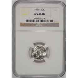 1936 MERCURY DIME, NGC MS-66 FULL BANDS  BLAST WHITE!