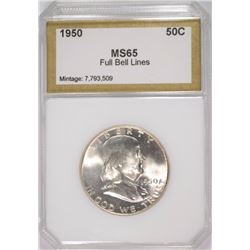 1950 FRANKLIN HALF DOLLAR, PCI GEM BU FBL
