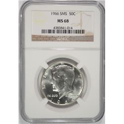 1966 SMS KENNEDY HALF DOLLAR, NGC MS-68!  RARE!