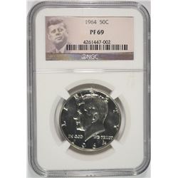 1964 KENNEDY HALF DOLLAR, NGC PROOF-69!