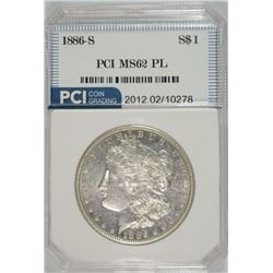 1886-S MORGAN SILVER DOLLAR, PCI CHOICE BU  PL