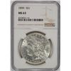 Image 1 : 1890 MORGAN SILVER DOLLAR,  NGC MS-63