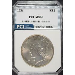1934 PEACE SILVER DOLLAR, PCI GEM BU