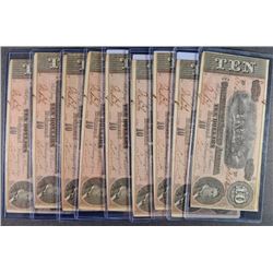 ( 9 ) 1864 $10.00 CS-68 CONFEDERATE NOTES IN SEQUENTIAL ORDER!  SR# 60642-60650!
