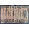 Image 1 : ( 9 ) 1864 $10.00 CS-68 CONFEDERATE NOTES IN SEQUENTIAL ORDER!  SR# 60642-60650!