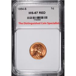 1954-S LINCOLN CENT, TDCS GRADED SUPERB GEM BU  RED
