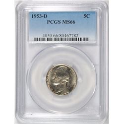 1953-D JEFFERSON NICKEL PCGS MS-66