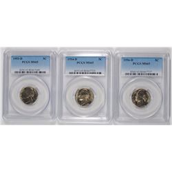 1953-D, 54-D, 56-D JEFFERSON NICKELS PCGS MS-65