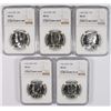 Image 1 : 5 - 1966 KENNEDY HALF DOLLARS - SMS NGC MS66