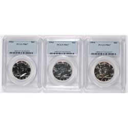 ( 3 ) 1964 KENNEDY HALF DOLLARS, PCGS  PR-67