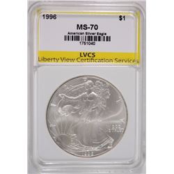 1996 AMERICAN SILVER EAGLE, LVCS PERFECT GEM BU  KEY DATE