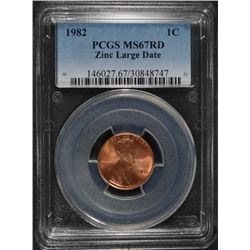 1982 LARGE DATE LINCOLN CENT ( ZINC ) PCGS MS-67 RED