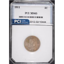 1911 LIBERTY "V" NICKEL, PCI GEM BU  NICE COIN