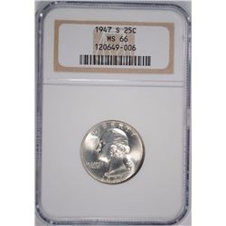 1947-S WASHINGTON QUARTER, NGC MS-66