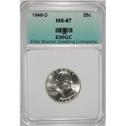 1948-D WASHINGTON QUARTER, EMGC SUPERB GEM BU