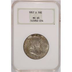 1957-D FRANKLIN HALF DOLLAR, NGC MS-65 GEM